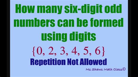 6 digit odd number